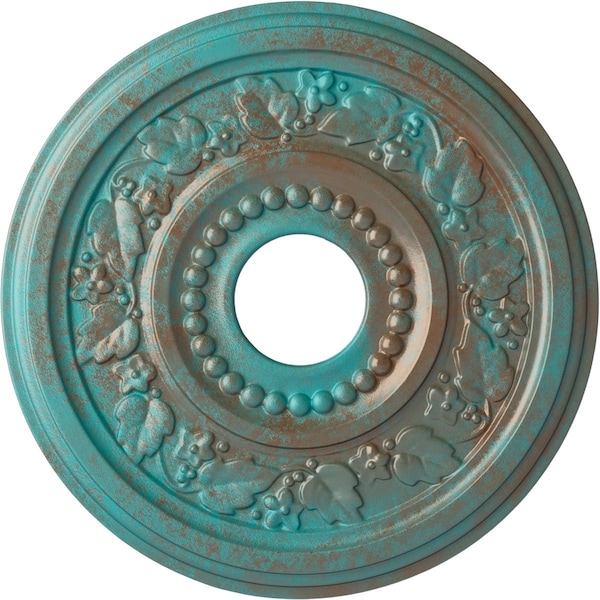 Ekena Millwork Genevieve Medallion (Canopies up to 3 1/2"), 16 1/8"OD x 3 1/2"ID x 7/8"P, Copper Green Patina CM16GNCGS - main